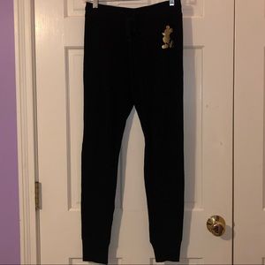 Black Joggers With Gold Mickey Mouse